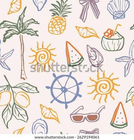 Hand drawn doodle mediterranean summer vacation background