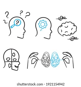 Hand Drawn Doodle Mental Health Therapy Illustration Vector Isolated