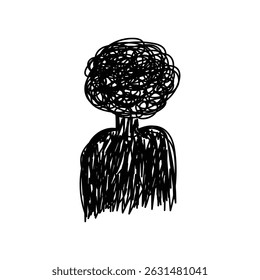 Desenhado à mão doodle doença mental vetor arte isolado no fundo branco, ansiedade, deprimido, rabiscar