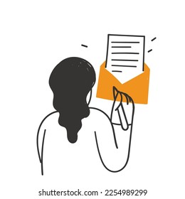 hand drawn doodle message writing on envelope icon illustration vector