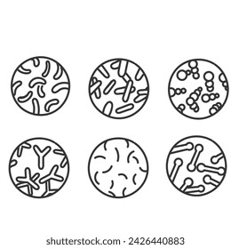 hand drawn doodle microbes bacteria probiotics illustration collection