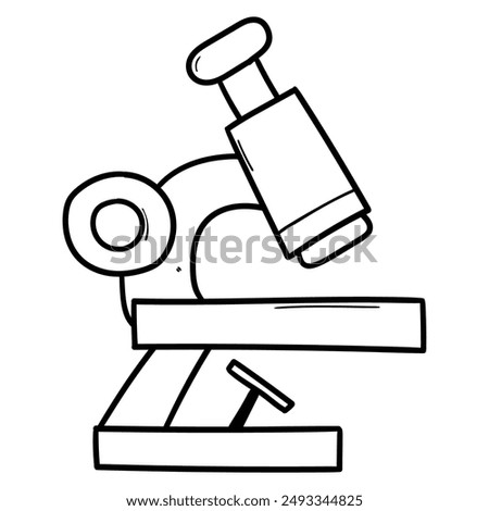 Hand drawn doodle microscope isolated on white background. Vector illustration.