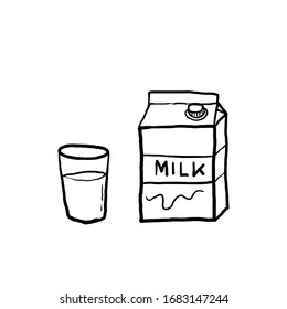 Hand Drawn Doodle Milk Illustration Vector Isolated Background