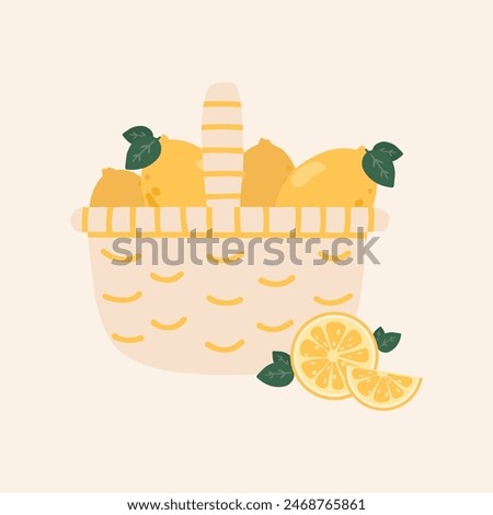 hand drawn doodle minimal flat style illustration vector of cute isolated lemon design. For poster, sticker, banner, artwork, social media