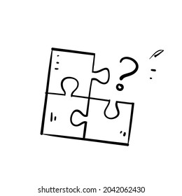 hand drawn doodle missing puzzle question mark icon illustration vector isolated