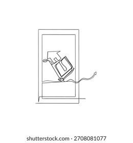 desenho à mão desenhado doodle gps móvel e carrinho de compras ilustração em desenho de linha contínua