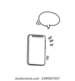 hand drawn doodle mobile phone white blank mock up