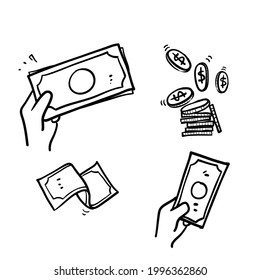 hand drawn doodle money illustration vector isolated