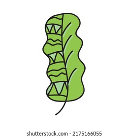 Hand drawn doodle monstera tropical leaf icon on white background Vector illustration. Rainforest symbol collection Cartoon sketch element