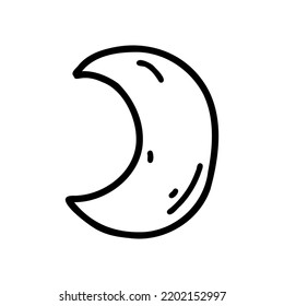 Hand drawn doodle moon. Cartoon element, vector sketch illustration, line art for web design, icon, print, coloring page