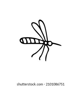 Hand drawn doodle mosquito. Vector insect clipart. Outline.