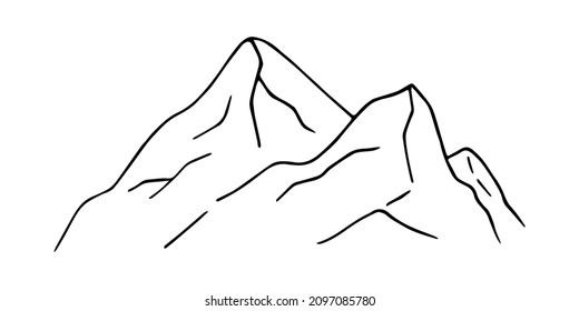 Handgezeichnete Doodle-Berge. Vektorclip-Kunst. Umriss.