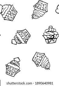 Hand drawn doodle muffins pattern