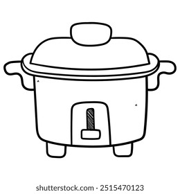 Mão desenhada doodle multicooker isolado no fundo branco. Ilustração vetorial.
