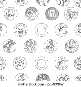 Hand Drawn Doodle Multimedia Icons Seamless Pattern
