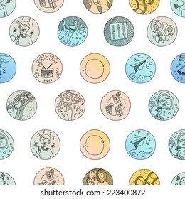 Hand Drawn Doodle Multimedia Icons Seamless Pattern