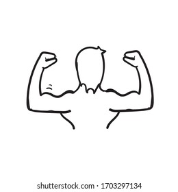 Hand Drawn Doodle Muscular Bicep Arm Illustration Isolated Vector