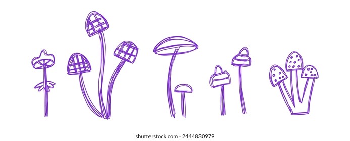 Hand drawn doodle mushrooms. Vector illustration.