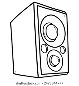 Hand drawn doodle music speaker isolated on white background. Vector illustration.