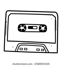 Hand drawn doodle music tape isolated on white background. Vector illustration.