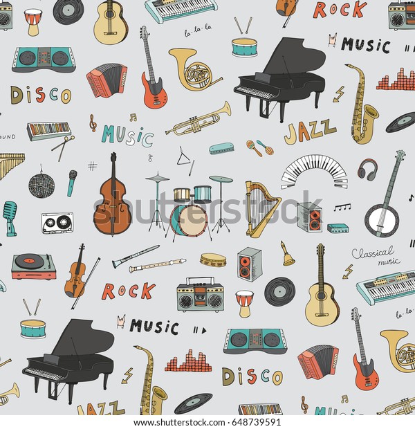 Hand Drawn Doodle Musical Instruments Vector Stock Vector (Royalty Free ...