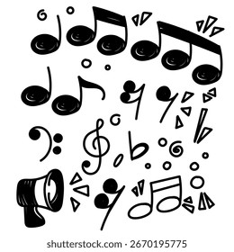 Dibujado a mano doodle nota musical colección ilustración boceto