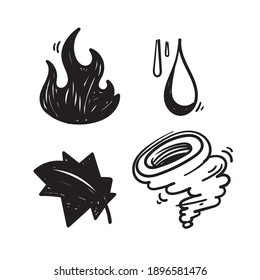 hand drawn doodle nature element collection icon illustration 