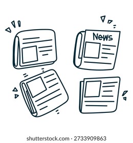 hand drawn doodle newspaper icon illustration set