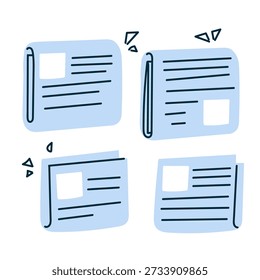 hand drawn doodle newspaper icon illustration set
