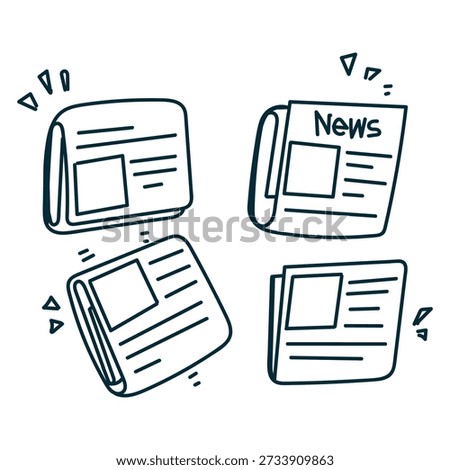 hand drawn doodle newspaper icon illustration set