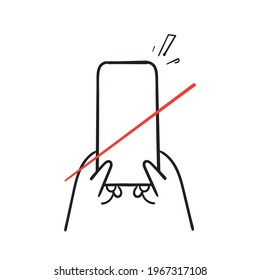 hand drawn doodle no phone icon illustration vector isolated