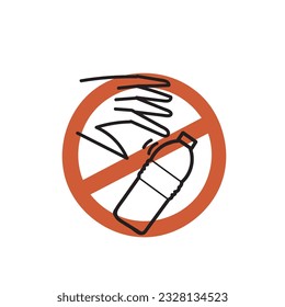 doodle dibujado a mano no botella de plástico vector de ilustración