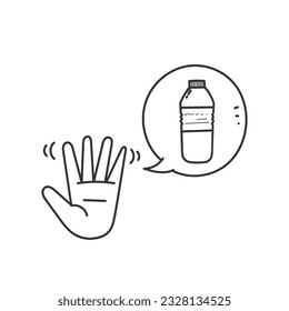 hand drawn doodle no plastic bottle sign illustration vector
