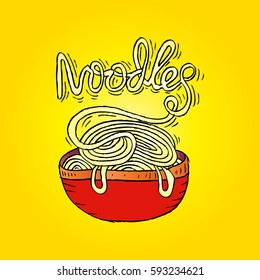 Hand drawn doodle Noodle background
