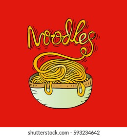 Hand drawn doodle Noodle background