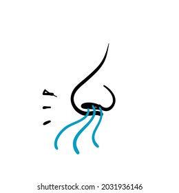 hand drawn doodle nose sense smell illustration icon isolated