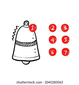 hand drawn doodle notification bell icon illustration vector isolated