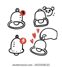 hand drawn doodle notification bell icon illustration vector