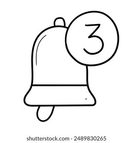 Hand drawn doodle notification bell icon isolated on white background. Vector illustration.