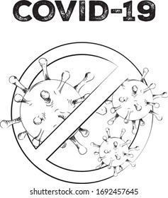 Hand drawn doodle Novel Coronavirus icon. Vector illustration. Cartoon virus molecule. Sketch 2019-nCov symbol COVID-19 resposible for influenza outbreak isolated on white background