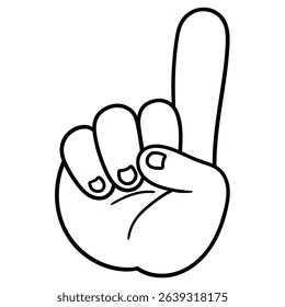 Hand drawn doodle number one gesture isolated on white background. Vector illustration.