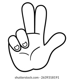 Hand drawn doodle number three gesture isolated on white background. Vector illustration.