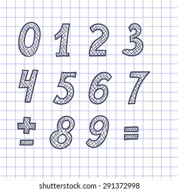 hand drawn doodle numbers. 