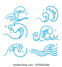 hand drawn doodle ocean water splash illustration vector