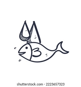 hand drawn doodle oil fish illustration vector