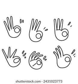 hand drawn doodle ok sign gesture illustration