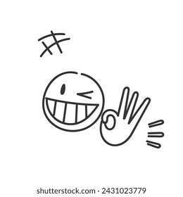 hand drawn doodle ok sign gesture illustration