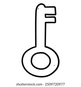 Hand drawn doodle old key isolated on white background. Vector illustration.