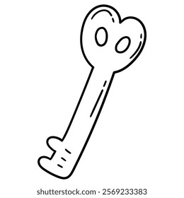 Hand drawn doodle old key isolated on white background. Vector illustration.