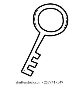 Hand drawn doodle old key isolated on white background. Vector illustration.